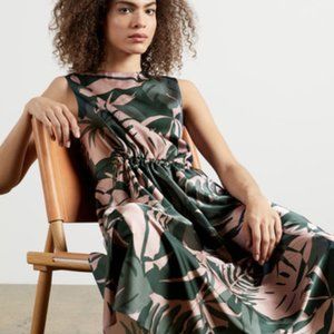 Ted Baker Dagny Exotic Palm Leaf Fit and Flare Draw cord  Print Dress